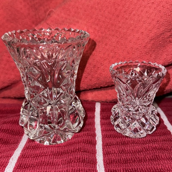 VINTAGE lead glass crystal two different size vases excellent condition - Picture 2 of 5